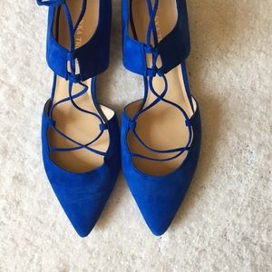 IVANKA TRUMP LACE UP BLUE SUEDE D’ORSAY FLAT-9 1/2